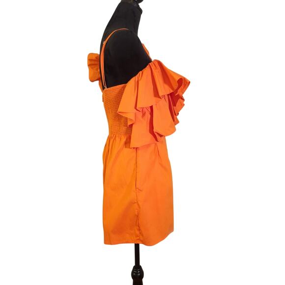 STRUT & BOLT Orange Ruffle Romper, Size Large - Picture 3 of 12